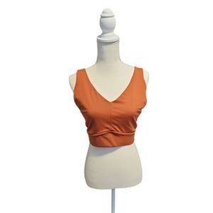 Fabletics sports bra burnt orange vneck full coverage unlined size 1x Athleta